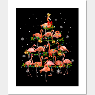 Cute Flamingo Christmas Tree Xmas Gift Posters and Art